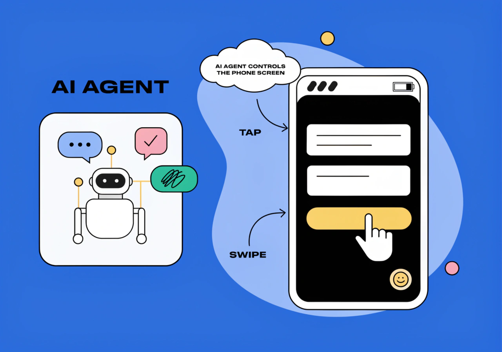 Can AI agent control phone screen taps swipes demonstration